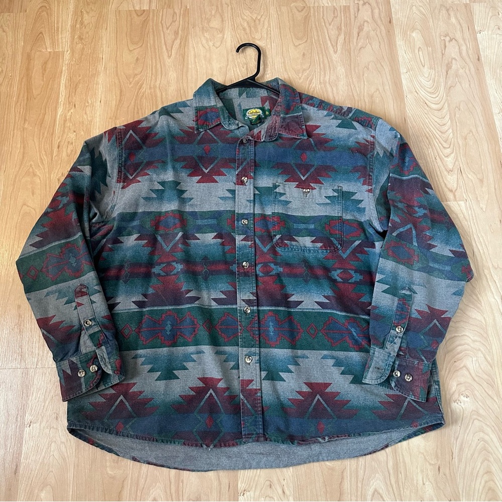 Vintage Cabela’s Aztec Patterned Button-Up Shirt